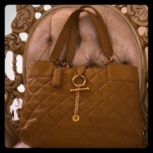 Antonio Melani tan quilted leather satchel